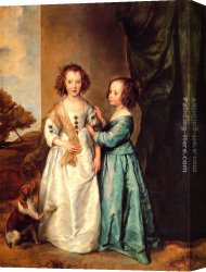 Dyck Canvas Paintings - Philadelphia and Elizabeth Wharton by Sir Antony van Dyck