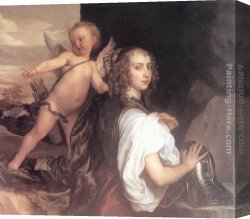 Dyck Canvas Paintings - Portrait of a Girl as Erminia Accompanied by Cupid by Sir Antony van Dyck