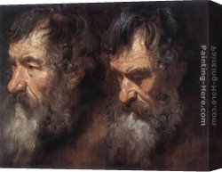 Head Canvas Paintings - Studies of a Man's Head by Sir Antony van Dyck