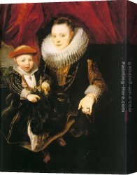 Gypsy Woman And Child Canvas Paintings - Young Woman with a Child by Sir Antony van Dyck