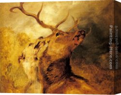 Stag Canvas Paintings - Stag and Hound by Sir Edwin Henry Landseer