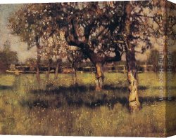 Orchard Canvas Paintings - An Orchard in May by Sir George Clausen