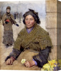 The Flower Seller Canvas Paintings - Flora, The Gypsy Flower Seller by Sir George Clausen
