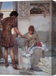 Silent Thoughts Canvas Paintings - A Silent Greeting by Sir Lawrence Alma-Tadema
