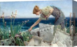 Sir Lawrence Alma-tadema Canvas Paintings - Among the Ruins by Sir Lawrence Alma-Tadema