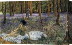 Sir Lawrence Alma-tadema Canvas Paintings - Bluebells by Sir Lawrence Alma-Tadema