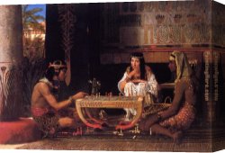 Egyptian Canvas Paintings - Egyptian Chess Players by Sir Lawrence Alma-Tadema