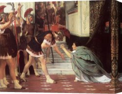 Sir Lawrence Alma-tadema Canvas Paintings - Proclaiming Claudius Emperor by Sir Lawrence Alma-Tadema