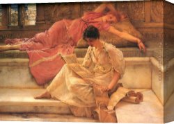 Sir Lawrence Alma-tadema Canvas Paintings - The Favourite Poet by Sir Lawrence Alma-Tadema