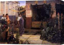 Sir Lawrence Alma-tadema Canvas Paintings - The Flower Market by Sir Lawrence Alma-Tadema