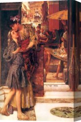 Sir Lawrence Alma-tadema Canvas Paintings - The Parting Kiss by Sir Lawrence Alma-Tadema