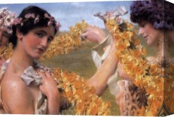 Sir Lawrence Alma-tadema Canvas Paintings - When Flowers Return by Sir Lawrence Alma-Tadema