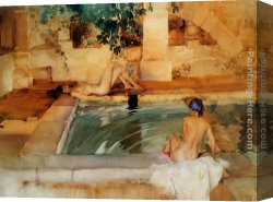 Russell Canvas Paintings - Gleaming Limbs And Cool Waters by Sir William Russell Flint