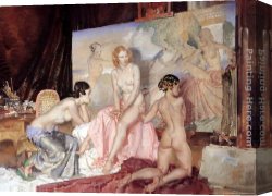 Russell Canvas Paintings - Models For Olympians by Sir William Russell Flint