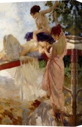 Painted Canvas Paintings - The Painted Bridge by Sir William Russell Flint