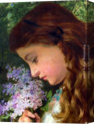 Stephen Shortridge Lilacs Canvas Paintings - Girl With Lilac by Sophie Gengembre Anderson