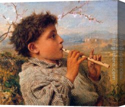 A Spanish Shepherd Canvas Paintings - Shepherd Piper by Sophie Gengembre Anderson