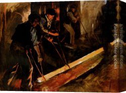 Forbes Canvas Paintings - Forging Steel, The Steel Mill by Stanhope Alexander Forbes