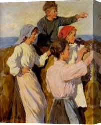 Forbes Canvas Paintings - Study For "The Fleet In Sight" by Stanhope Alexander Forbes