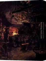 Forbes Canvas Paintings - The Blacksmith's Shop by Stanhope Alexander Forbes