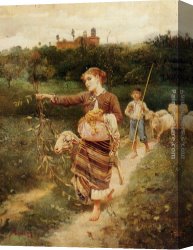 Stefano Canvas Paintings - The Grape Pickers by Stefano Bruzzi