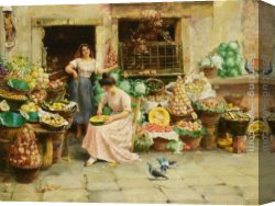 Seller Canvas Paintings - Fruit Sellers by Stefano Novo