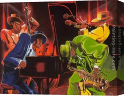 Misty Mood Canvas Paintings - Mood 4 Jazz by Steven Johnson