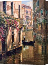 Sunny Afternoon on The Canal Canvas Paintings - Afternoon Chat by Sung Kim