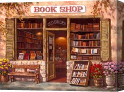 Reading a Book Canvas Paintings - Book Shop by Sung Kim