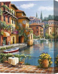 Sunny Afternoon on The Canal Canvas Paintings - Cafe at the Canal by Sung Kim