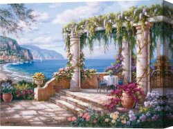 Exotic Floral II Canvas Paintings - Floral Patio II by Sung Kim