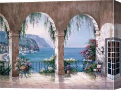 A Mediterranean Courtyard Canvas Paintings - Mediterranean Arch by Sung Kim