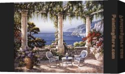 Two Sisters (on The Terrace) Canvas Paintings - Mediterranean Terrace by Sung Kim