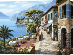 Cafe Canvas Paintings - Overlook Cafe II by Sung Kim