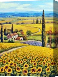 Tuscany Canvas Paintings - The Golden Hills of Tuscany by Sung Kim