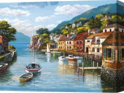 Village Canvas Paintings - Village on the Water by Sung Kim