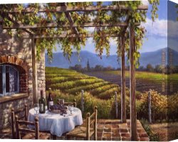 Two Sisters (on The Terrace) Canvas Paintings - Vineyard Terrace by Sung Kim