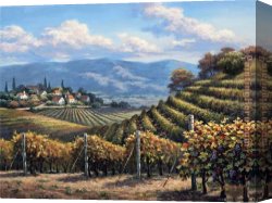 Village Canvas Paintings - Vineyard Village by Sung Kim
