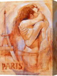 April in Paris Canvas Paintings - Embrace in Paris by Talantbek Chekirov