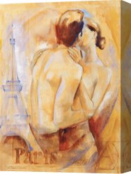 Farewell Kiss Canvas Paintings - Kiss in Paris by Talantbek Chekirov