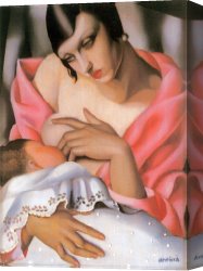 Feeding The Pigeons Canvas Paintings - Breast feeding by Tamara de Lempicka