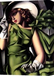 Little Girl Canvas Paintings - Girl in a Green Dress by Tamara de Lempicka