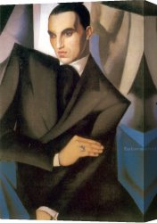 The Marquis Dafflitto on a Staircase Canvas Paintings - Portrait du Marquis Sommi by Tamara de Lempicka