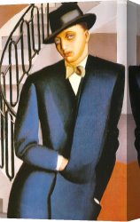 The Marquis Dafflitto on a Staircase Canvas Paintings - The Marquis DAfflitto on a Staircase by Tamara de Lempicka