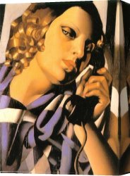 Lempicka Canvas Paintings - The Telephone by Tamara de Lempicka