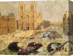 1914 Canvas Paintings - Notre Dame, Paris 1914 by Terrick Williams