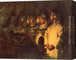 Design for The Grande Galerie in The Louvre Canvas Paintings - Les Matines a la Grande Chartreuse by Theobald Chartran