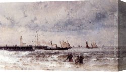Sydney Harbour Canvas Paintings - Shipping Near A Harbour Entrance by Theodor Alexander Weber