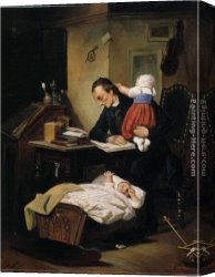 Busy Canvas Paintings - The Busy Father by Theodor Alexander Weber