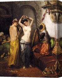 Peasant Interior Canvas Paintings - Orientalist Interior by Theodore Chasseriau